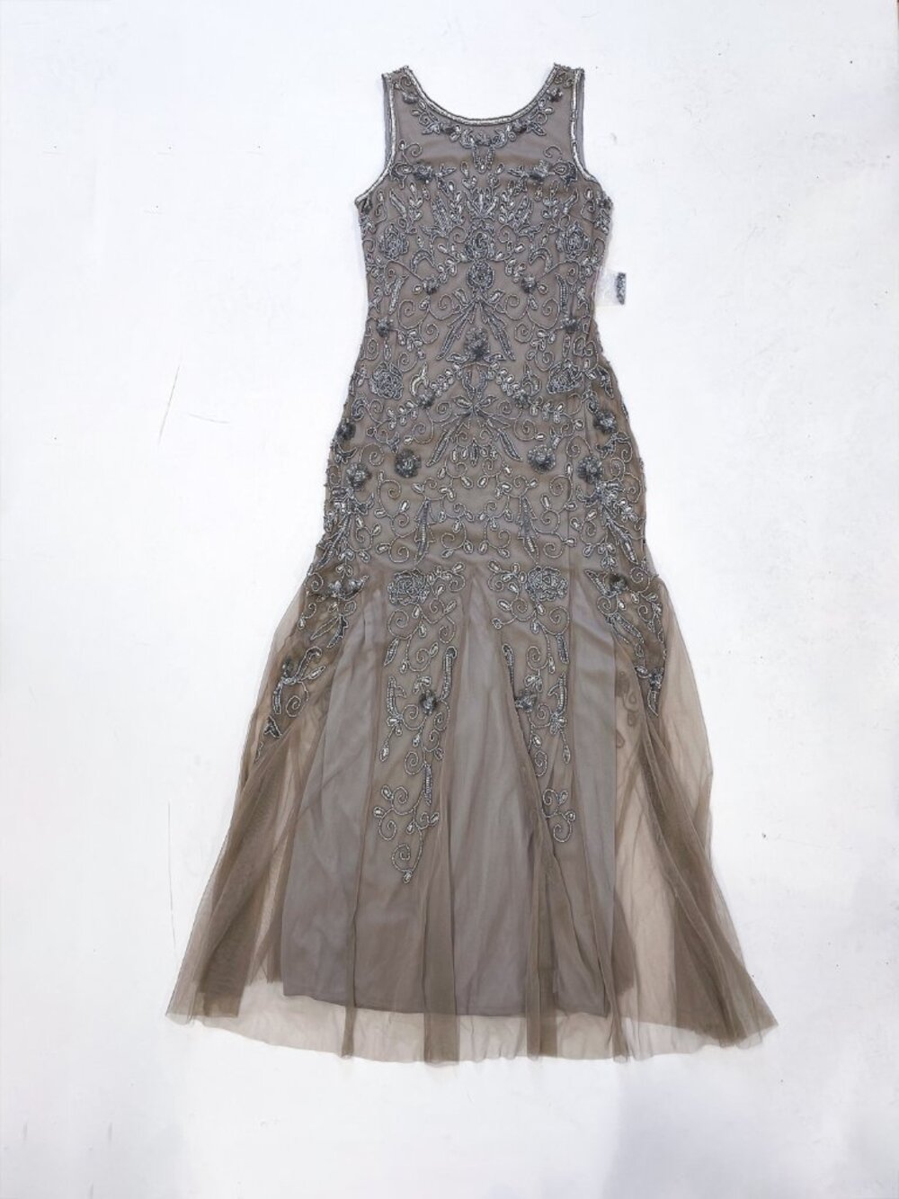 Pisarro Nights gray and mocha long gown size 4